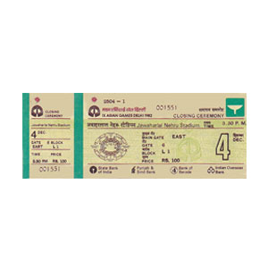 Ticket New Delhi 1982