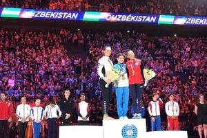 Uzbek legend Chusovitina vaults to gold in Paris