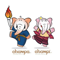 <div>
<p>The Mascot of the 25th SEA Games in the year 2009 is white elephants with sapphire tusk which are existing animals in Laos for a long time.&nbsp; Male elephant called Champa and female elephant called Champi. Both elephants dress up with beautiful Lao national clothes and being full of happy and smiling faces and eyes.<br /><br />This is an important part to make sport competition joyful and lively. More importantly, it is expressing warm welcome feeling of Lao PDR as the host country for the 25th SEA Games.</p>
</div>
<div>&nbsp;</div>